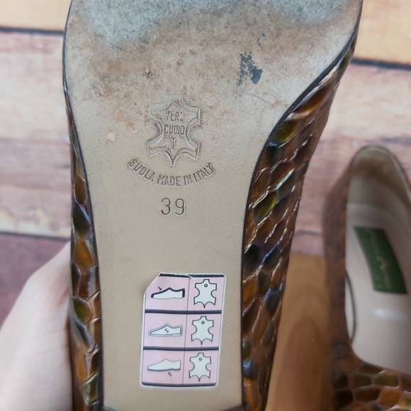 Vintage Francois Xavier leather shoes shiny snake style size 39 Made in Italy - Picture 5 of 7